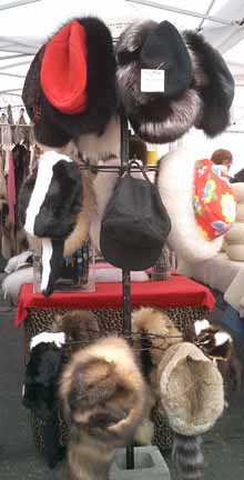 Fur Hats on a Rack