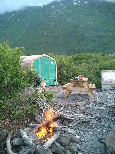 Glacier Camping with Fire