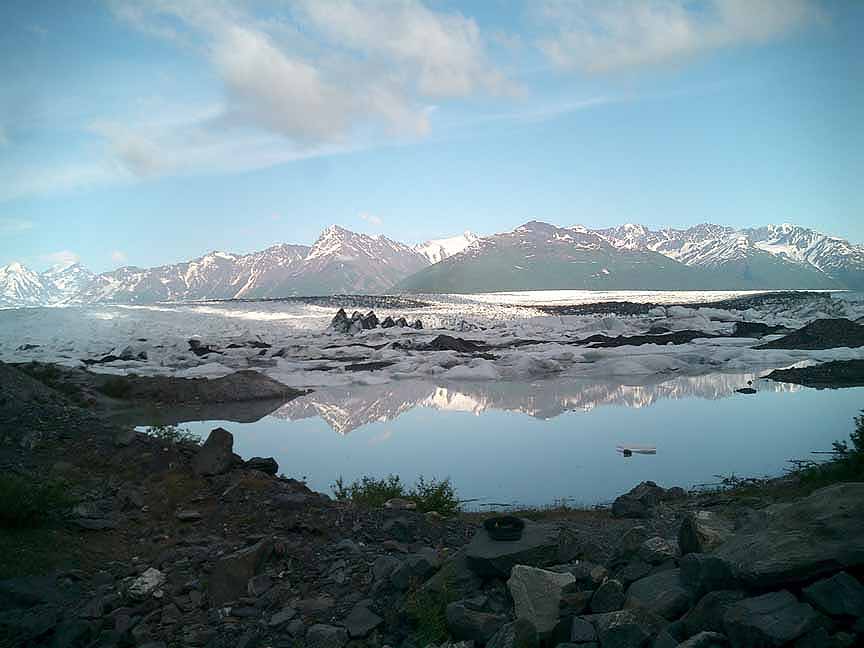 knit glacier with mountains alaska