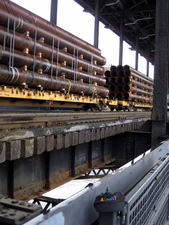 Pipe train crossing Willamette River